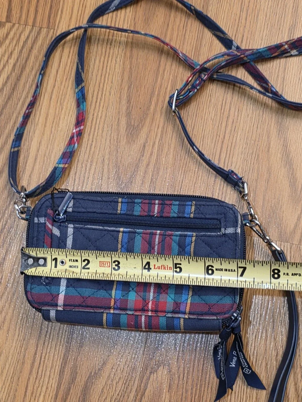 Vera Bradley Tartan Plaid RFID Navy All-In-One Crossbody Handbag Purse Travel